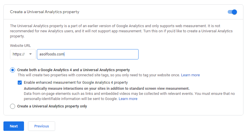 create google analytics account